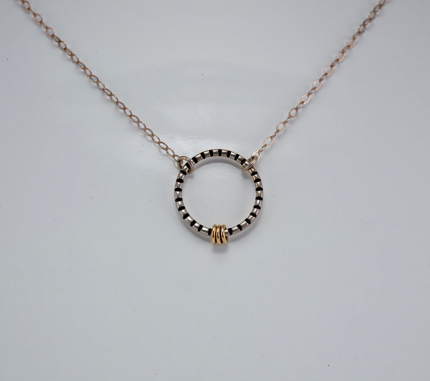 14kt Gold-Filled rings with Sterling Silver Open Circle necklace