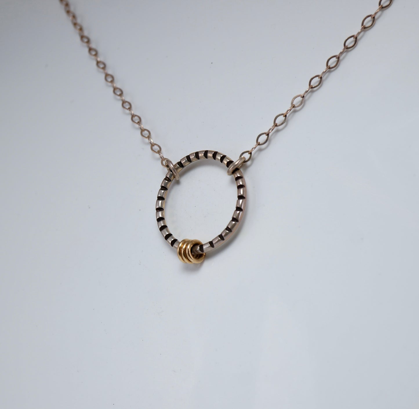14kt Gold-Filled rings with Sterling Silver Open Circle necklace