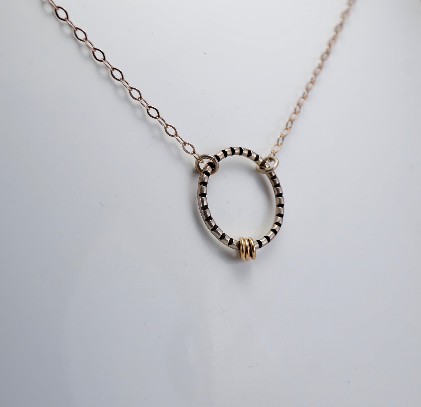 14kt Gold-Filled rings with Sterling Silver Open Circle necklace