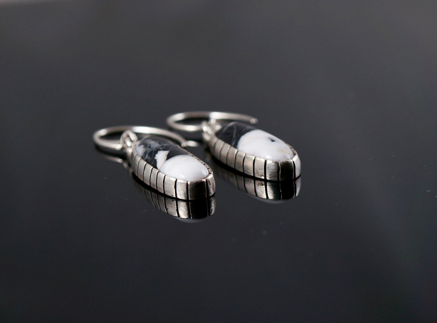 White Buffalo Dangle Earrings – Sterling & Argentium Silver