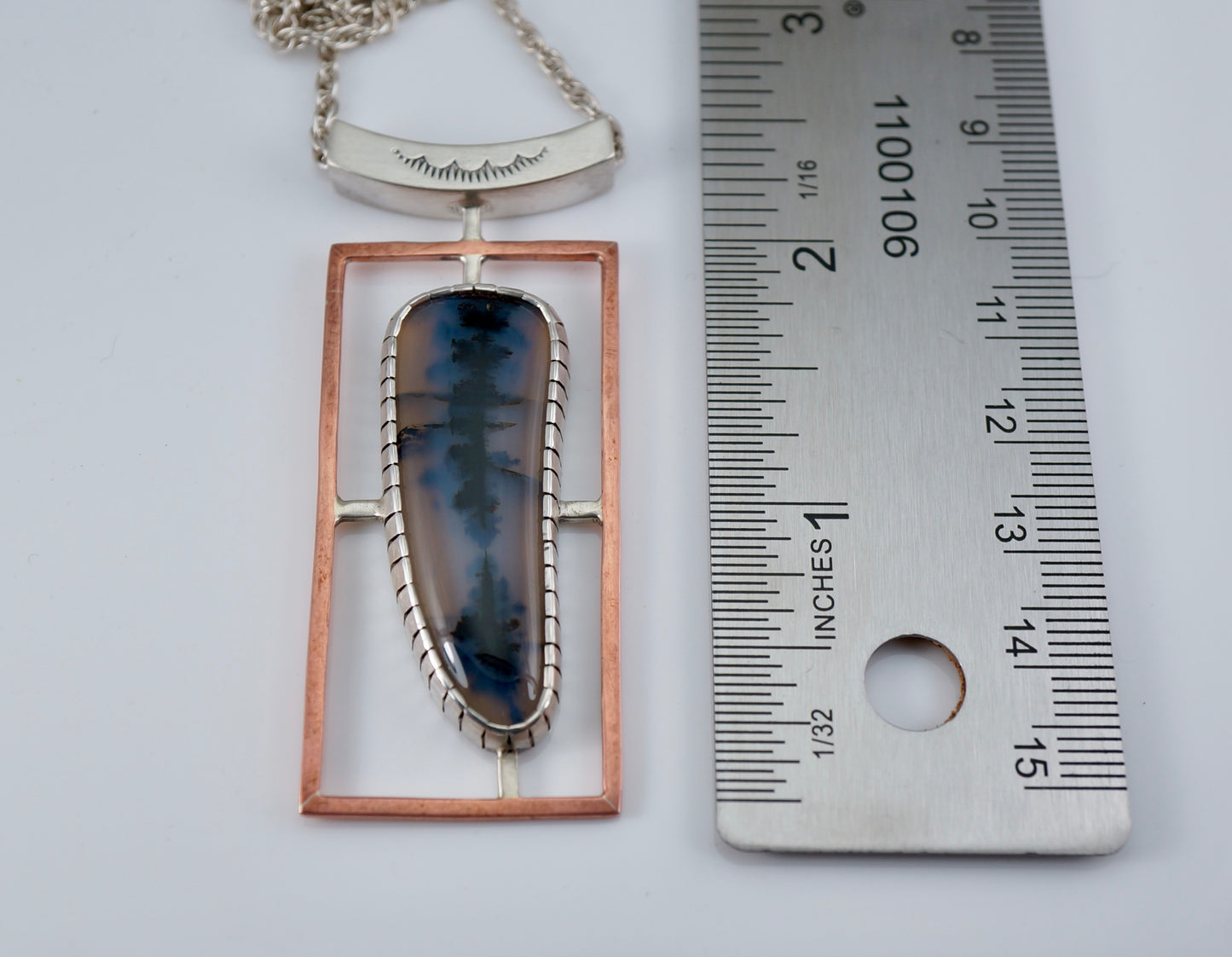 Montana Agate Necklace – One-of-a-Kind Sterling Silver & Copper Pendant