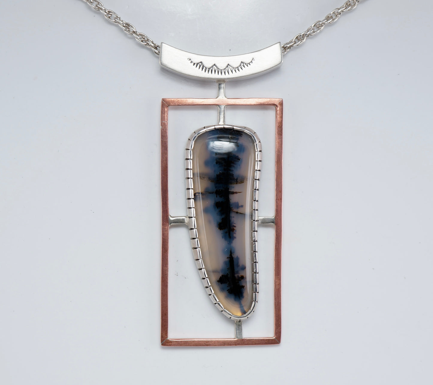 Montana Agate Necklace – One-of-a-Kind Sterling Silver & Copper Pendant