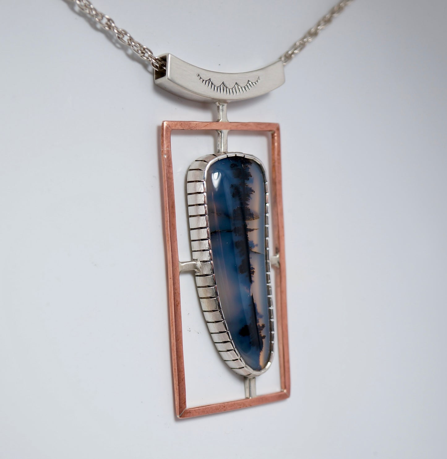 Montana Agate Necklace – One-of-a-Kind Sterling Silver & Copper Pendant