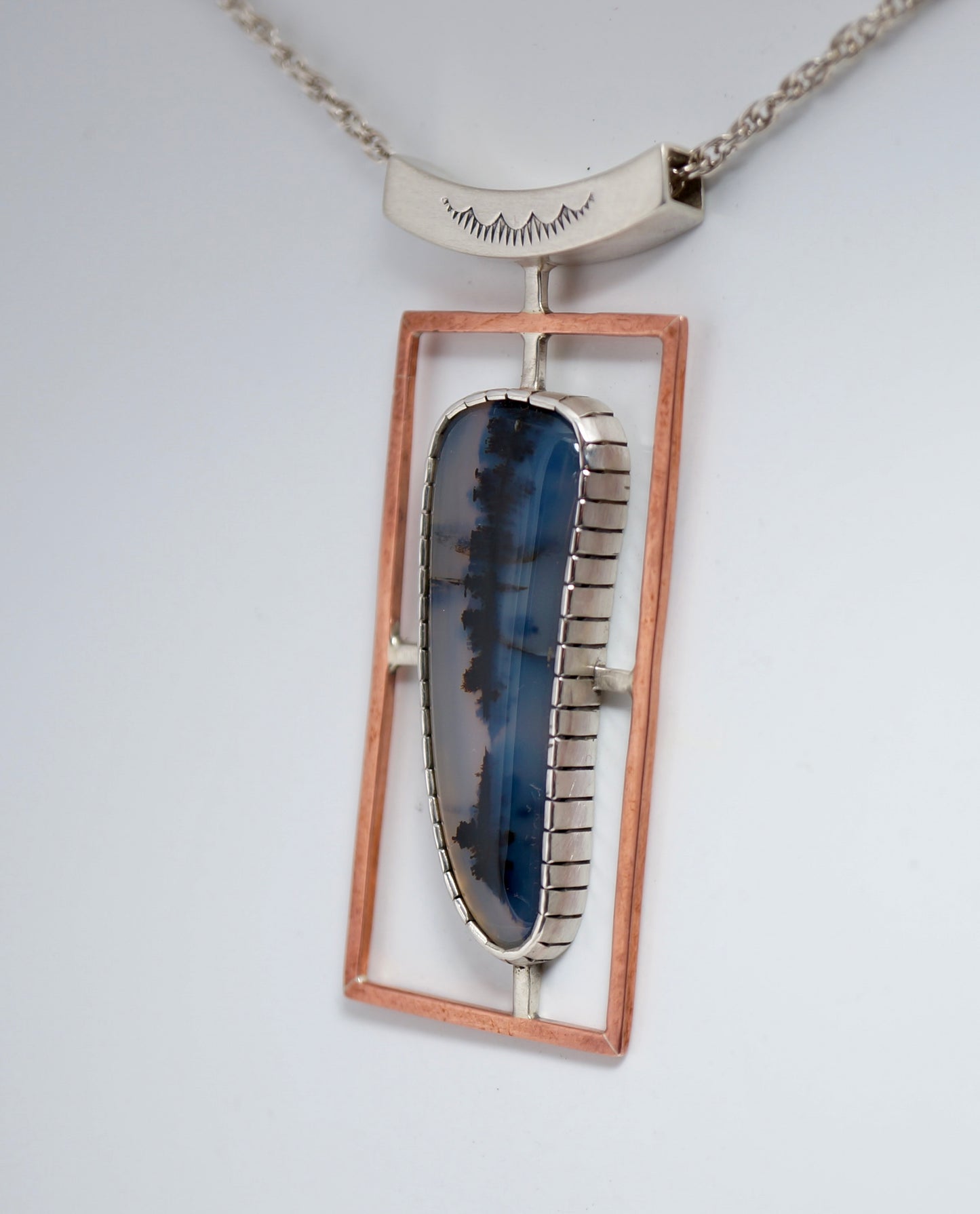 Montana Agate Necklace – One-of-a-Kind Sterling Silver & Copper Pendant