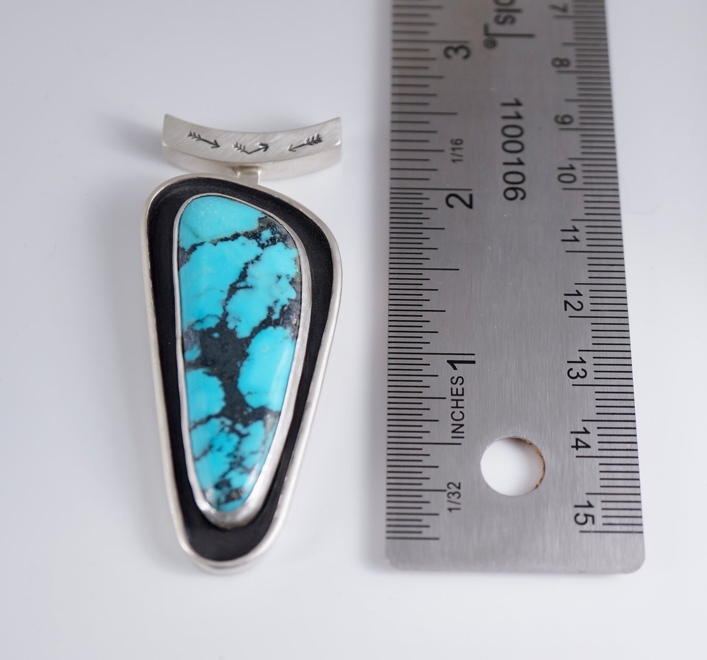 One-of-a-Kind Turquoise Pendant – Sterling Silver with Dark Patina