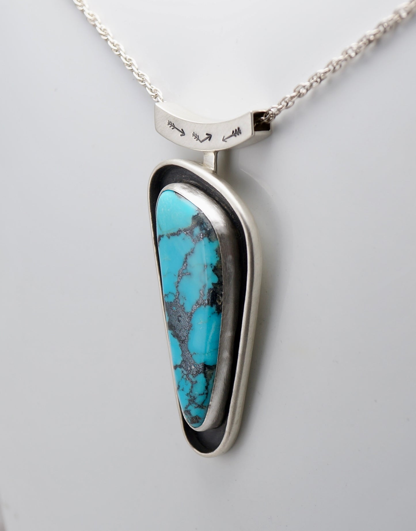 One-of-a-Kind Turquoise Pendant – Sterling Silver with Dark Patina