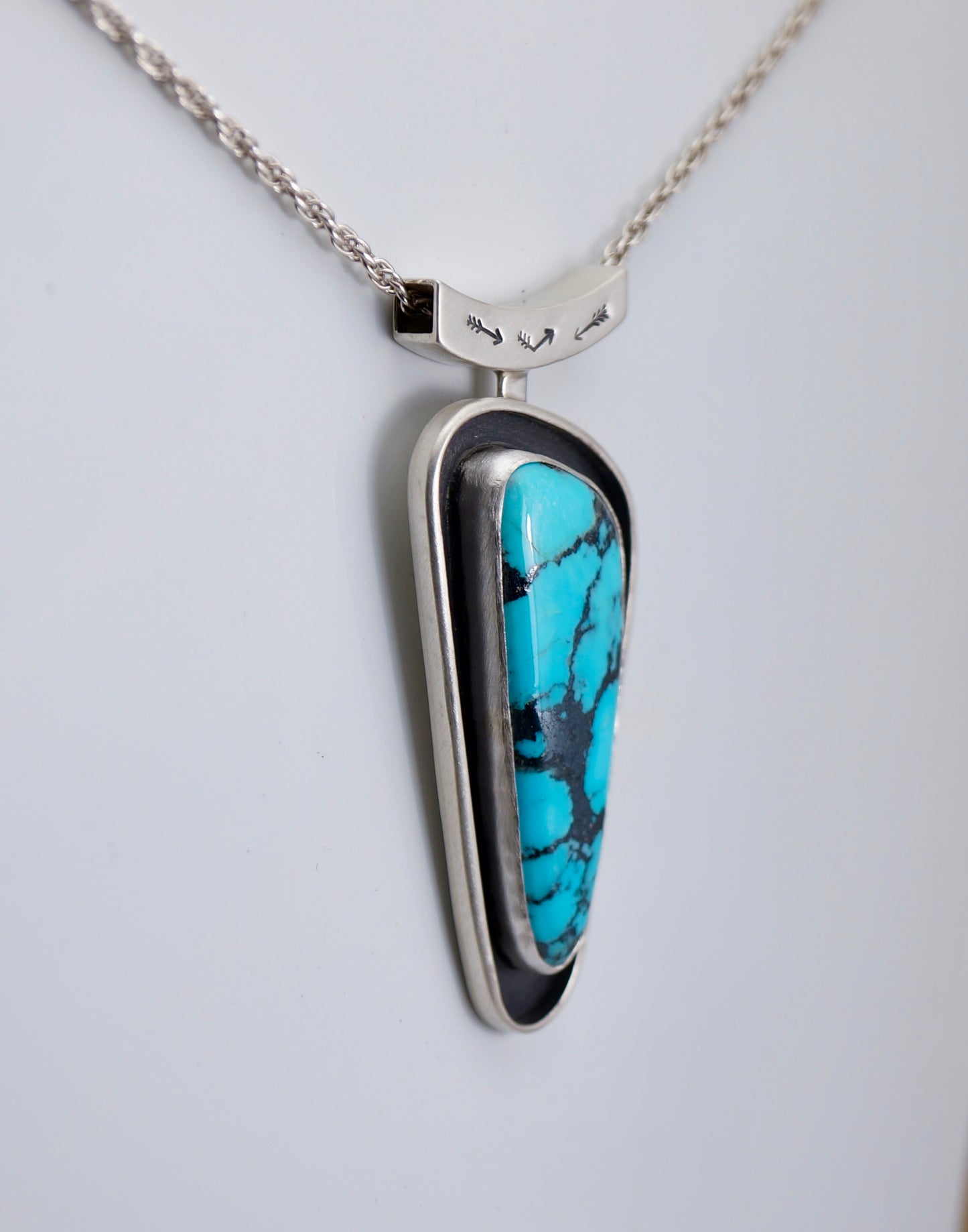 One-of-a-Kind Turquoise Pendant – Sterling Silver with Dark Patina