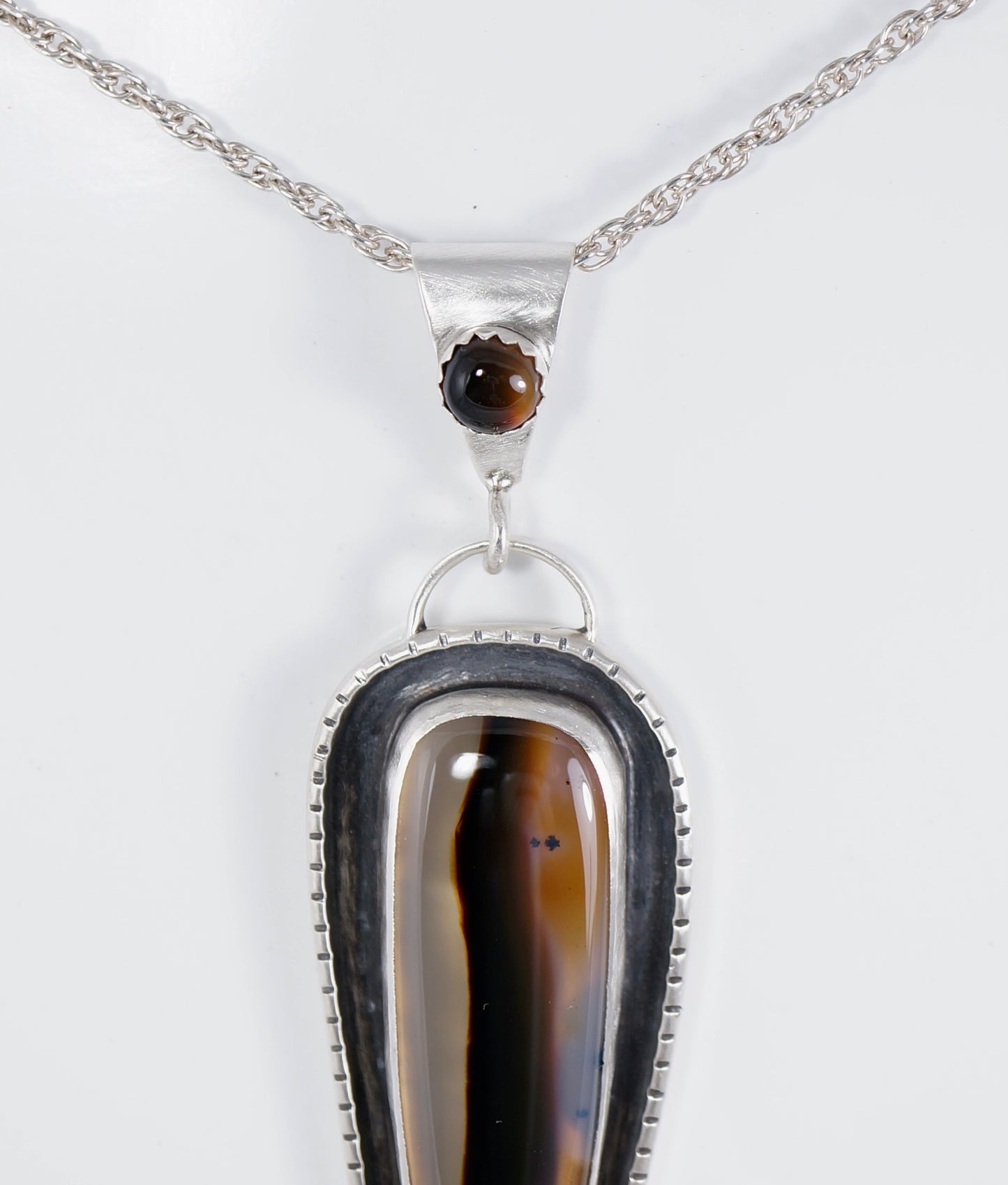 Montana Agate – Sterling Silver Pendant, One-of-a-Kind Artisan Jewelry
