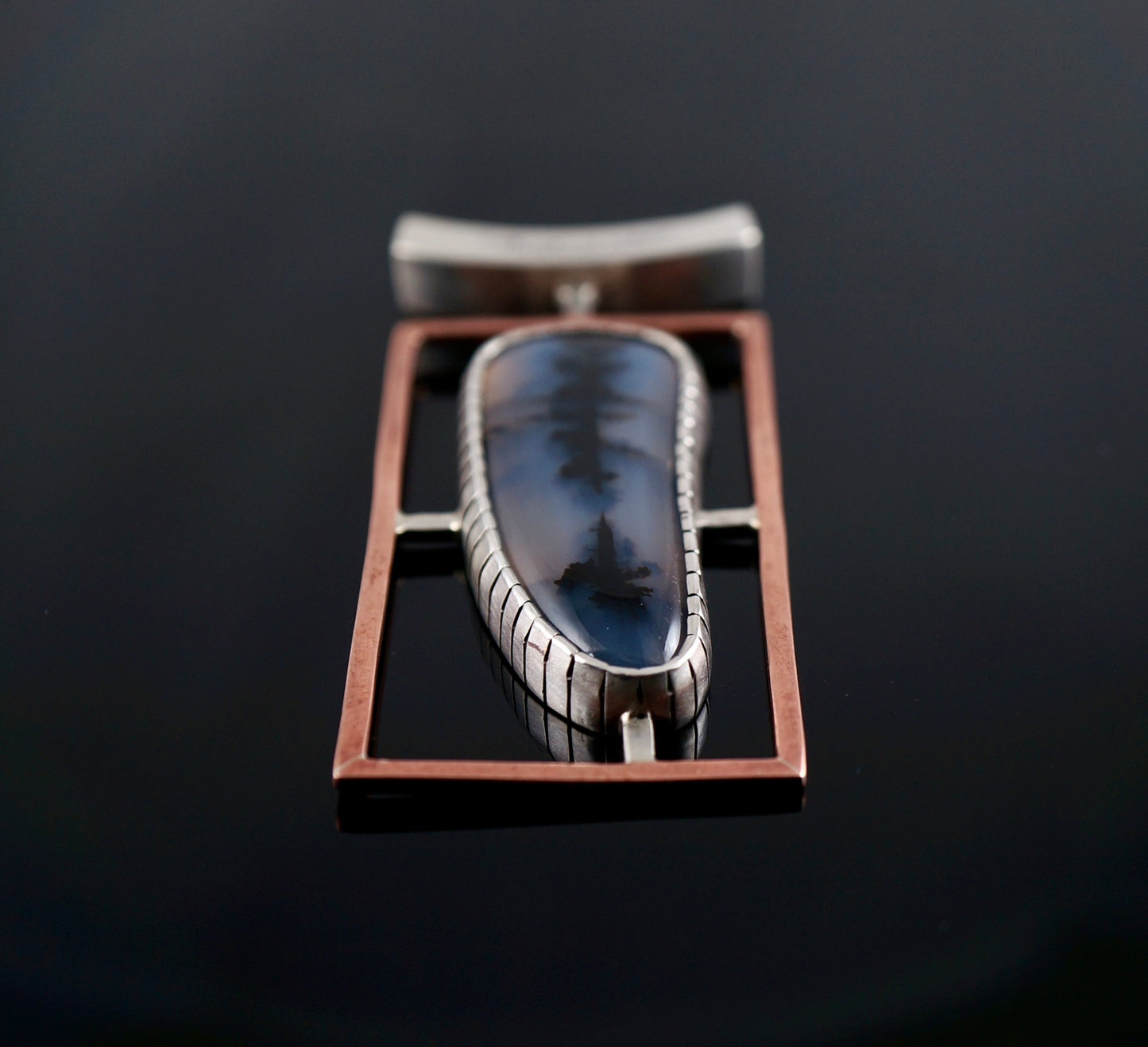 Montana Agate Necklace – One-of-a-Kind Sterling Silver & Copper Pendant