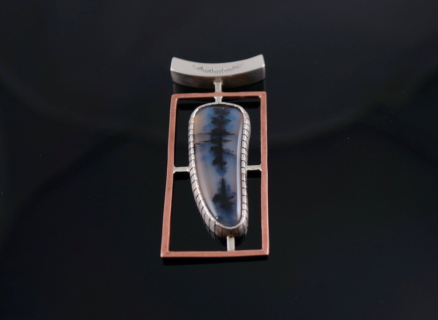 Montana Agate Necklace – One-of-a-Kind Sterling Silver & Copper Pendant