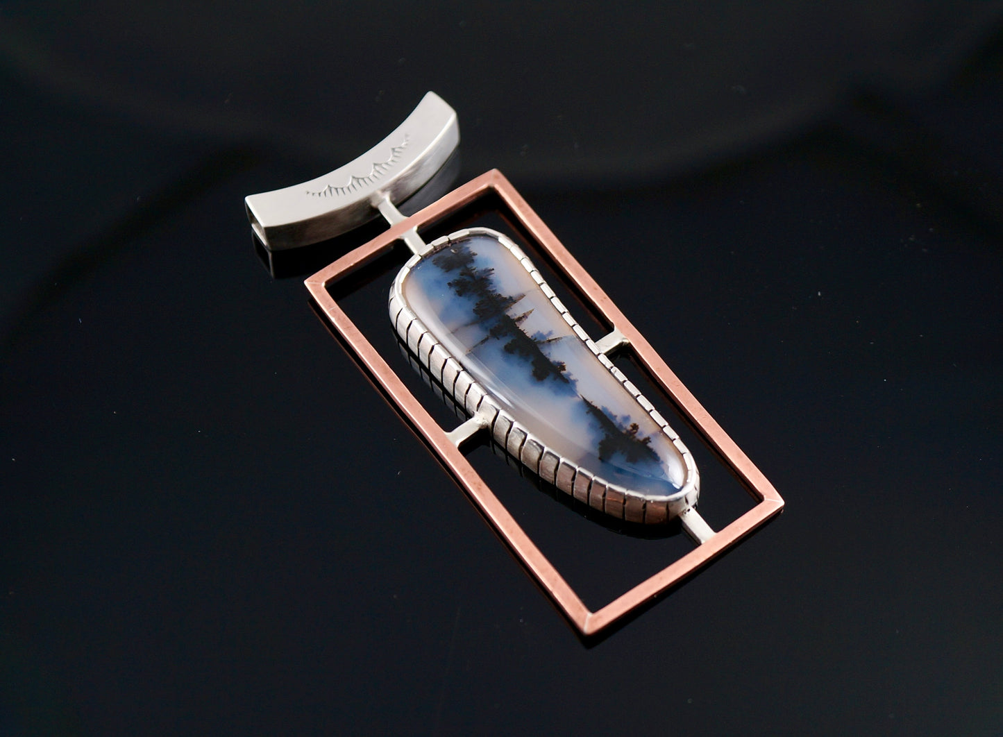 Montana Agate Necklace – One-of-a-Kind Sterling Silver & Copper Pendant