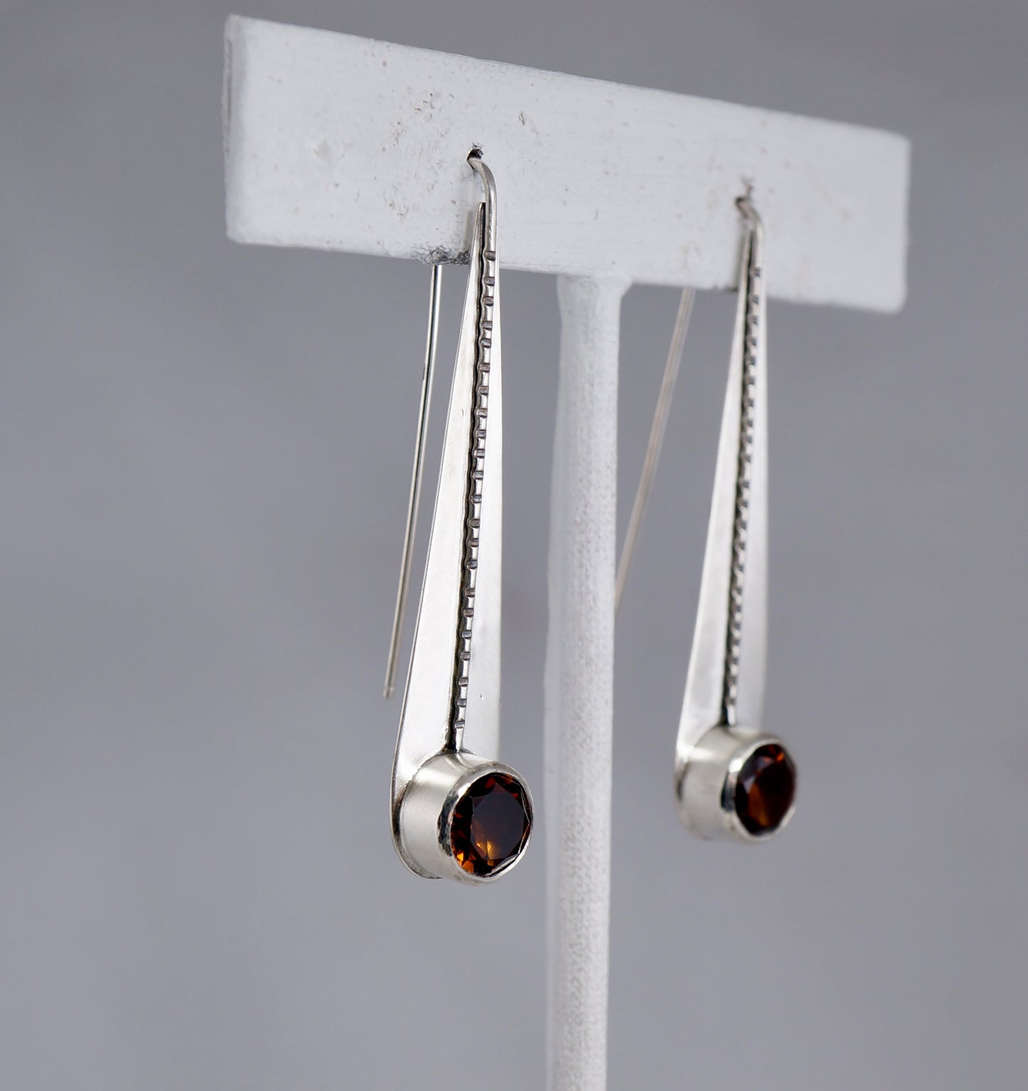 Teardrop Gemstone Earrings | Whiskey CZ & Sterling Silver | Handcrafted Statement Jewelry