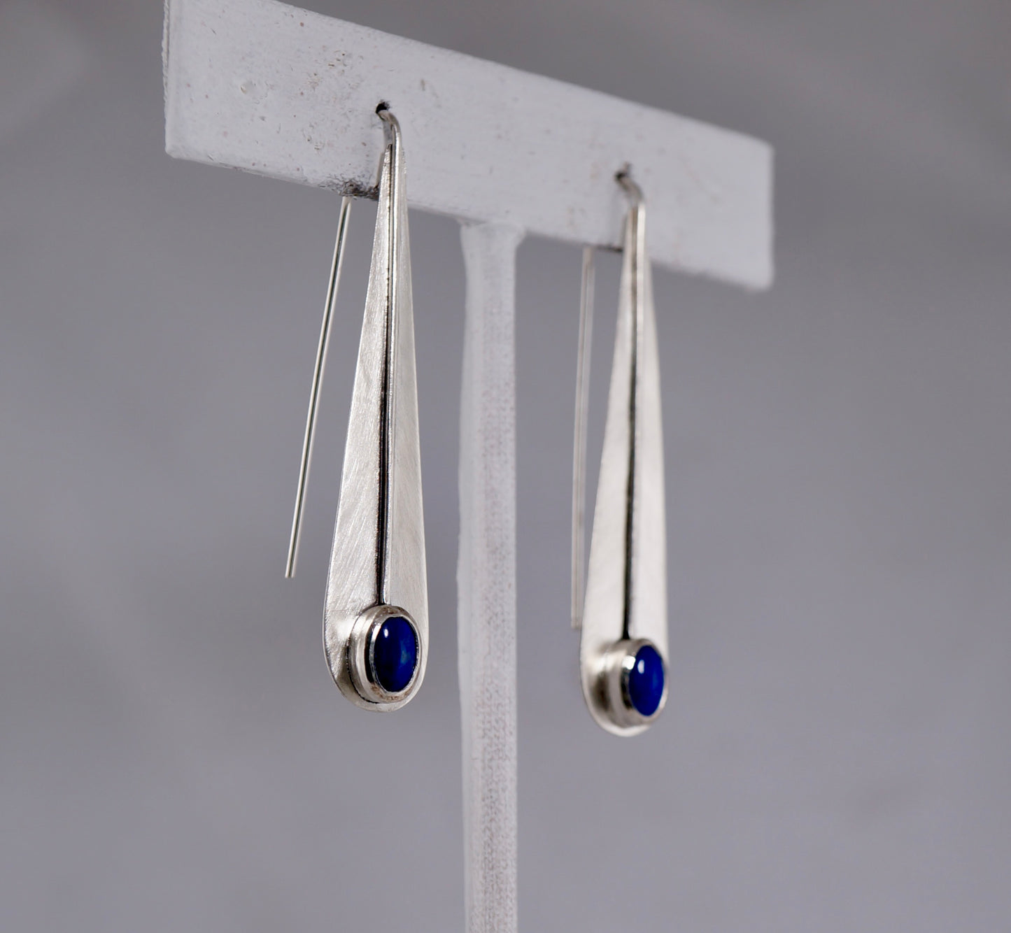 Teardrop Gemstone Earrings | Lapis & Sterling Silver | Handcrafted Statement Jewelry