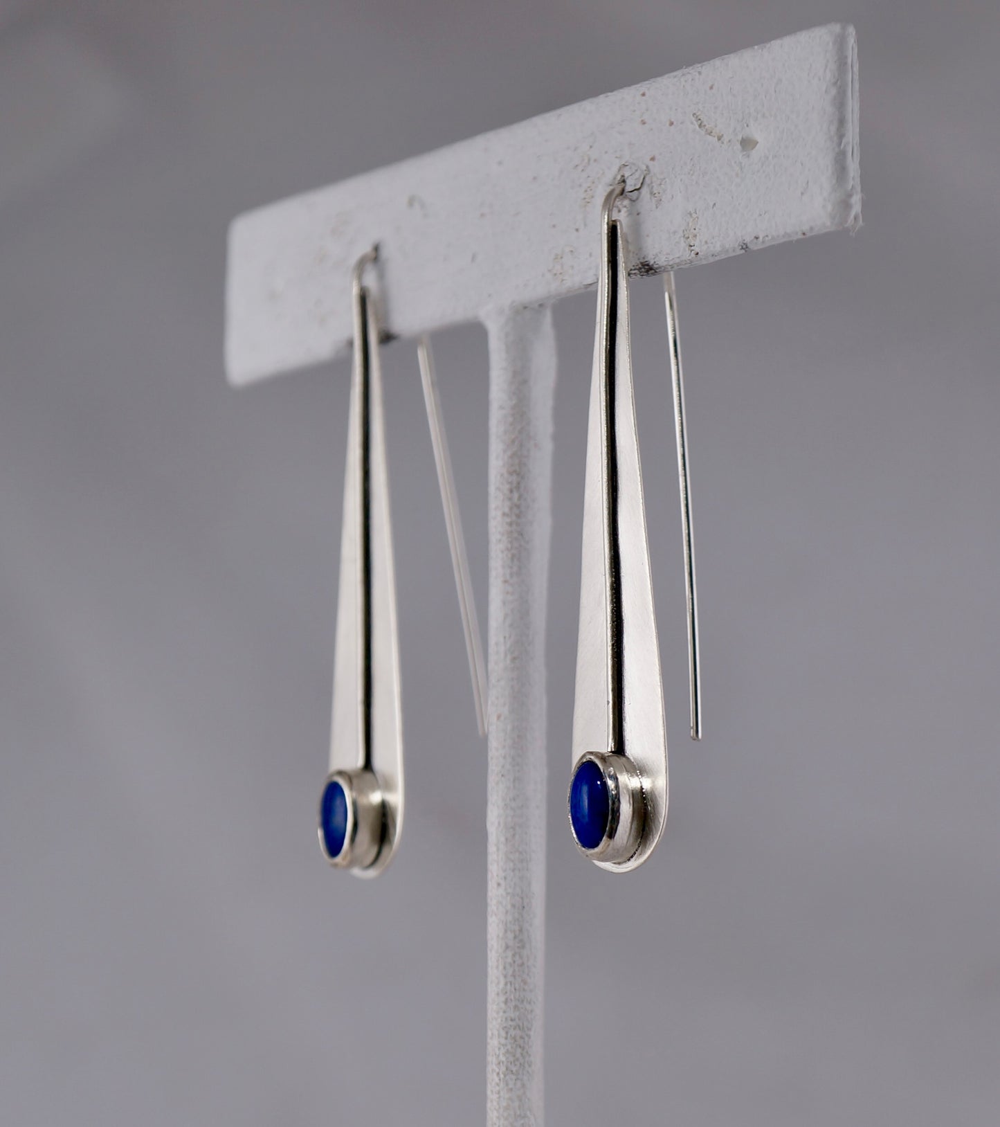 Teardrop Gemstone Earrings | Lapis & Sterling Silver | Handcrafted Statement Jewelry
