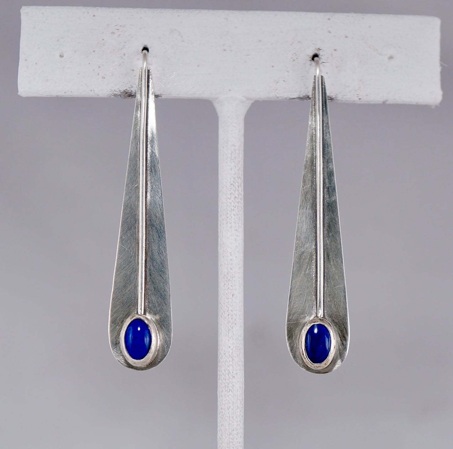 Teardrop Gemstone Earrings | Lapis & Sterling Silver | Handcrafted Statement Jewelry