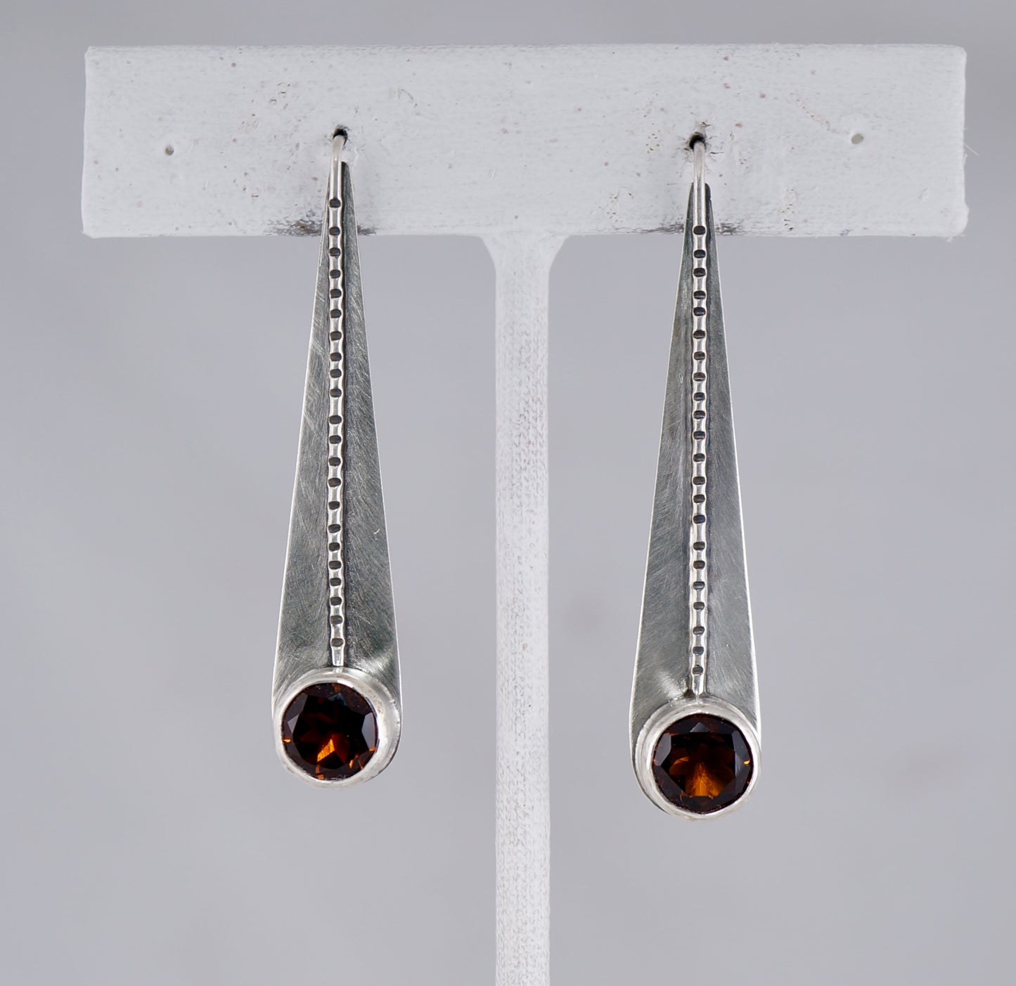 Teardrop Gemstone Earrings | Whiskey CZ & Sterling Silver | Handcrafted Statement Jewelry