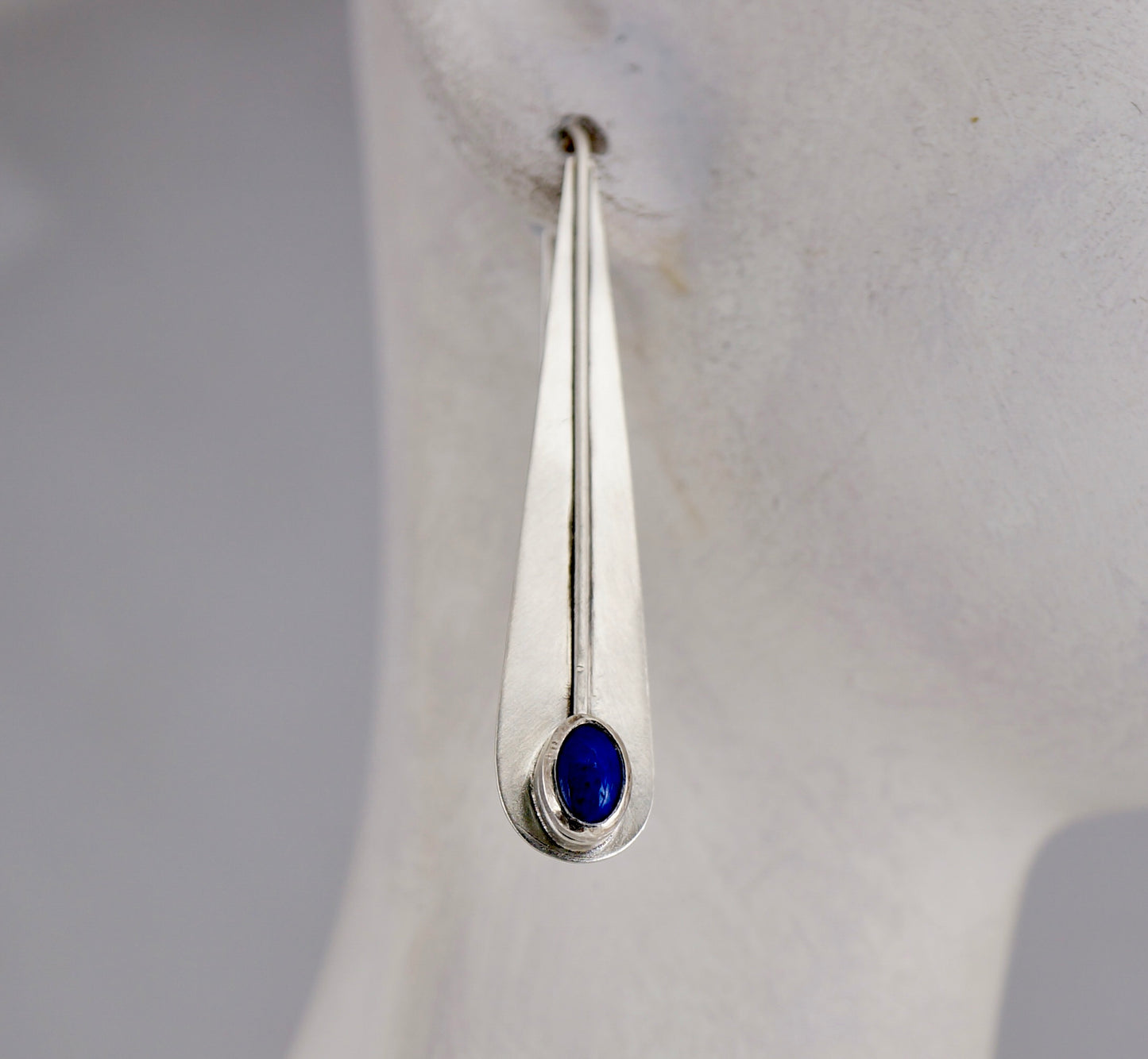 Teardrop Gemstone Earrings | Lapis & Sterling Silver | Handcrafted Statement Jewelry