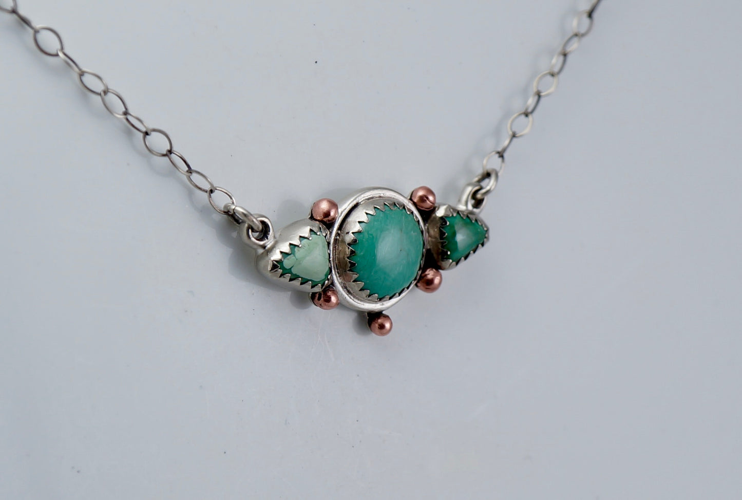 Turquoise Pendant | Sterling Silver & Copper | One-of-a-Kind Handcrafted Necklace | 18” Chain Included