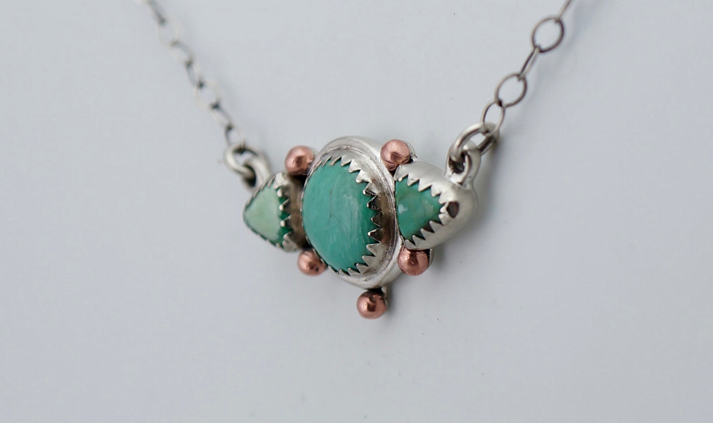 Turquoise Pendant | Sterling Silver & Copper | One-of-a-Kind Handcrafted Necklace | 18” Chain Included