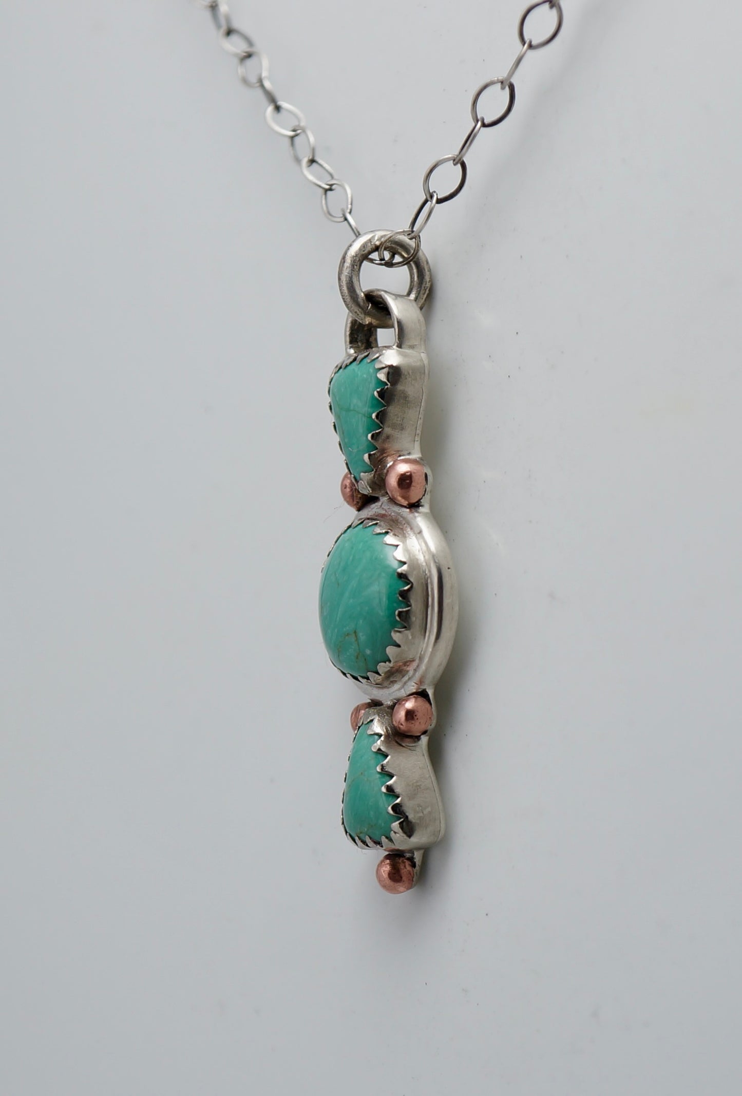 Turquoise Pendant | Sterling Silver & Copper | One-of-a-Kind Handcrafted Necklace | 18” Chain Included
