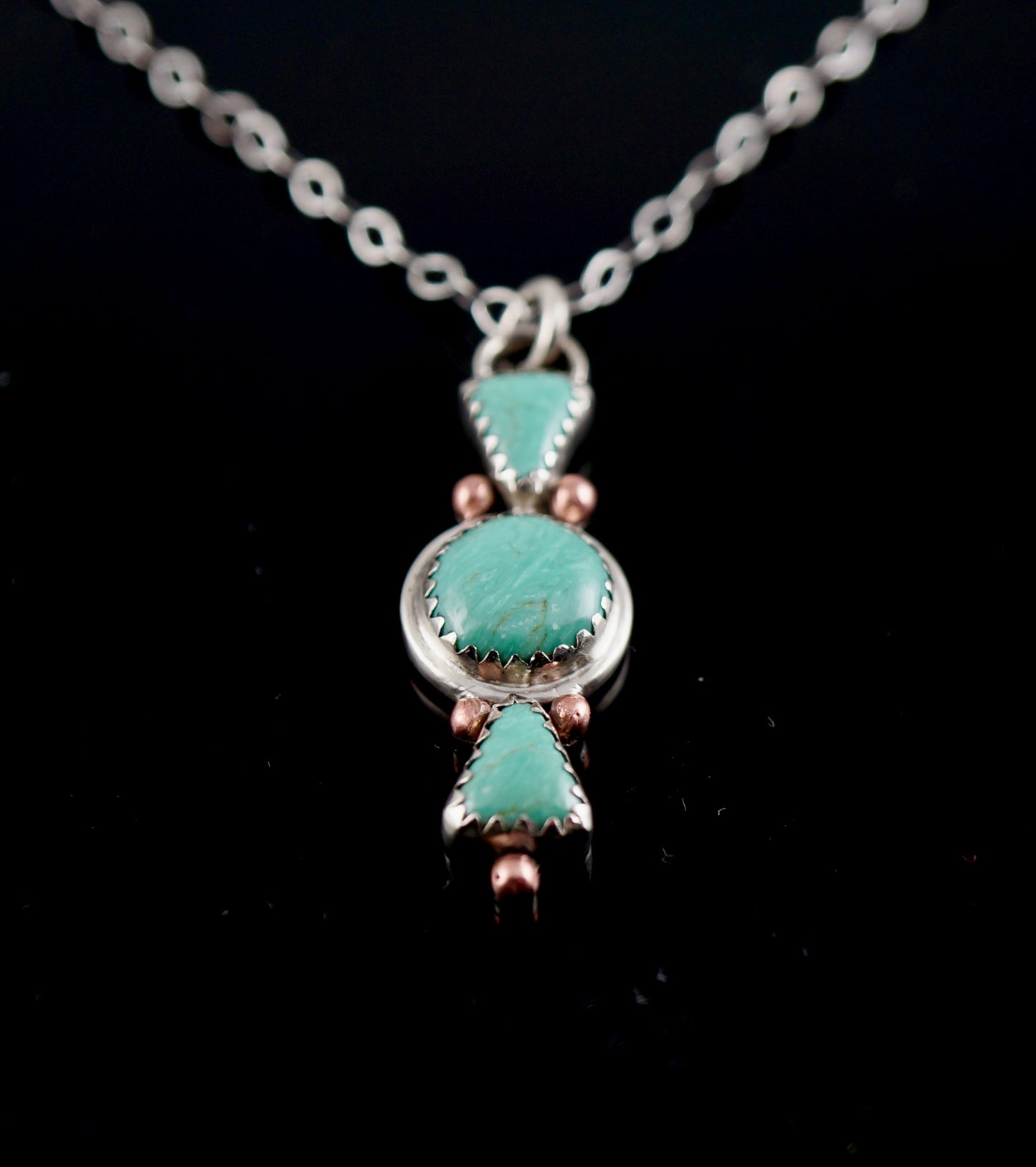 Turquoise Pendant | Sterling Silver & Copper | One-of-a-Kind Handcrafted Necklace | 18” Chain Included