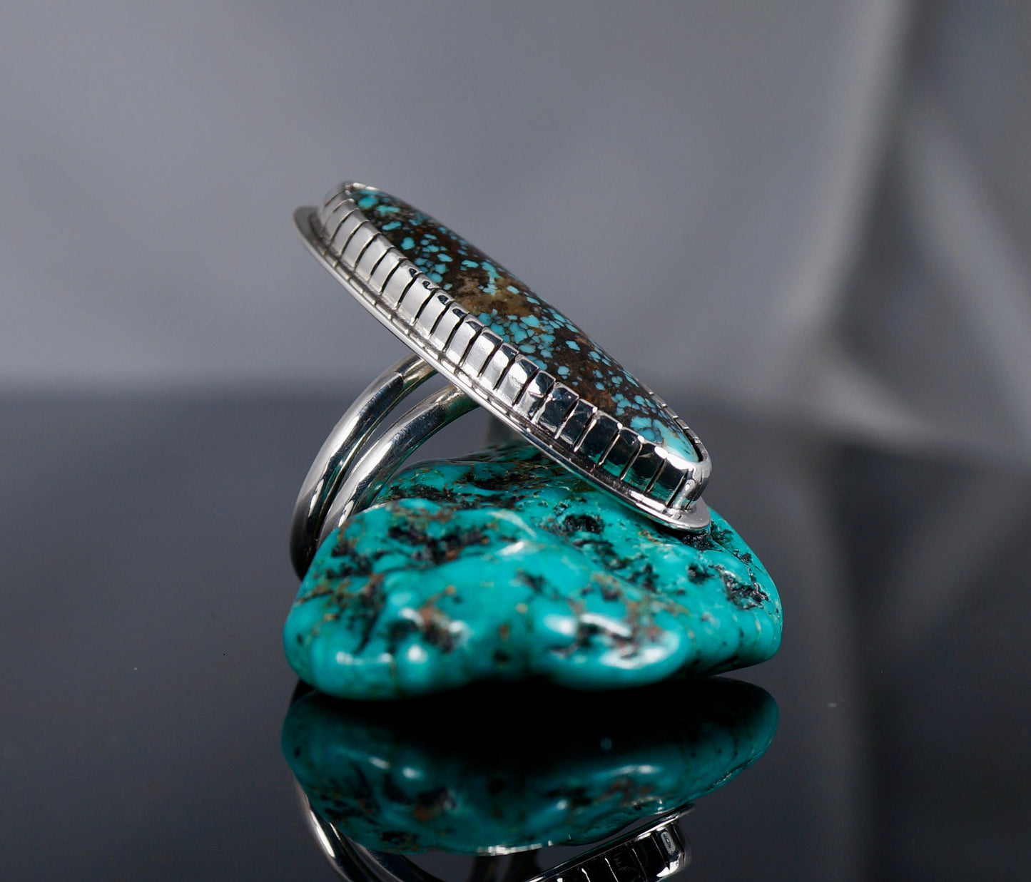 Stunning handcrafted Turquoise Long Oval Ring.