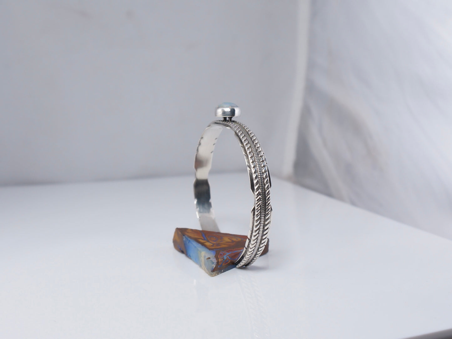 Handcrafted Boulder Opal and Sterling Silver Bracelet