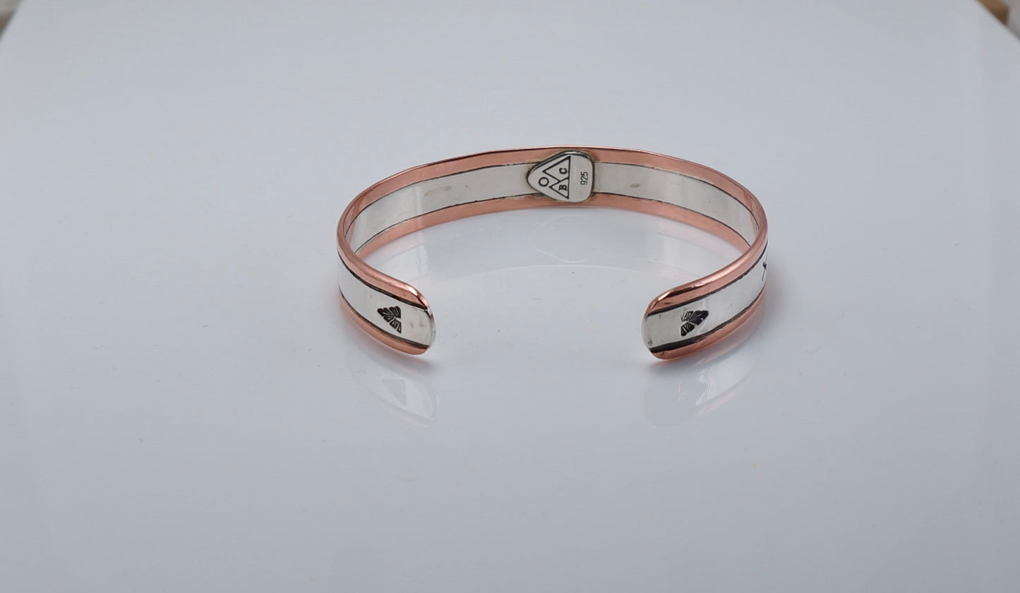 Sterling Silver and Copper Cuff – Handcrafted Western Bracelet