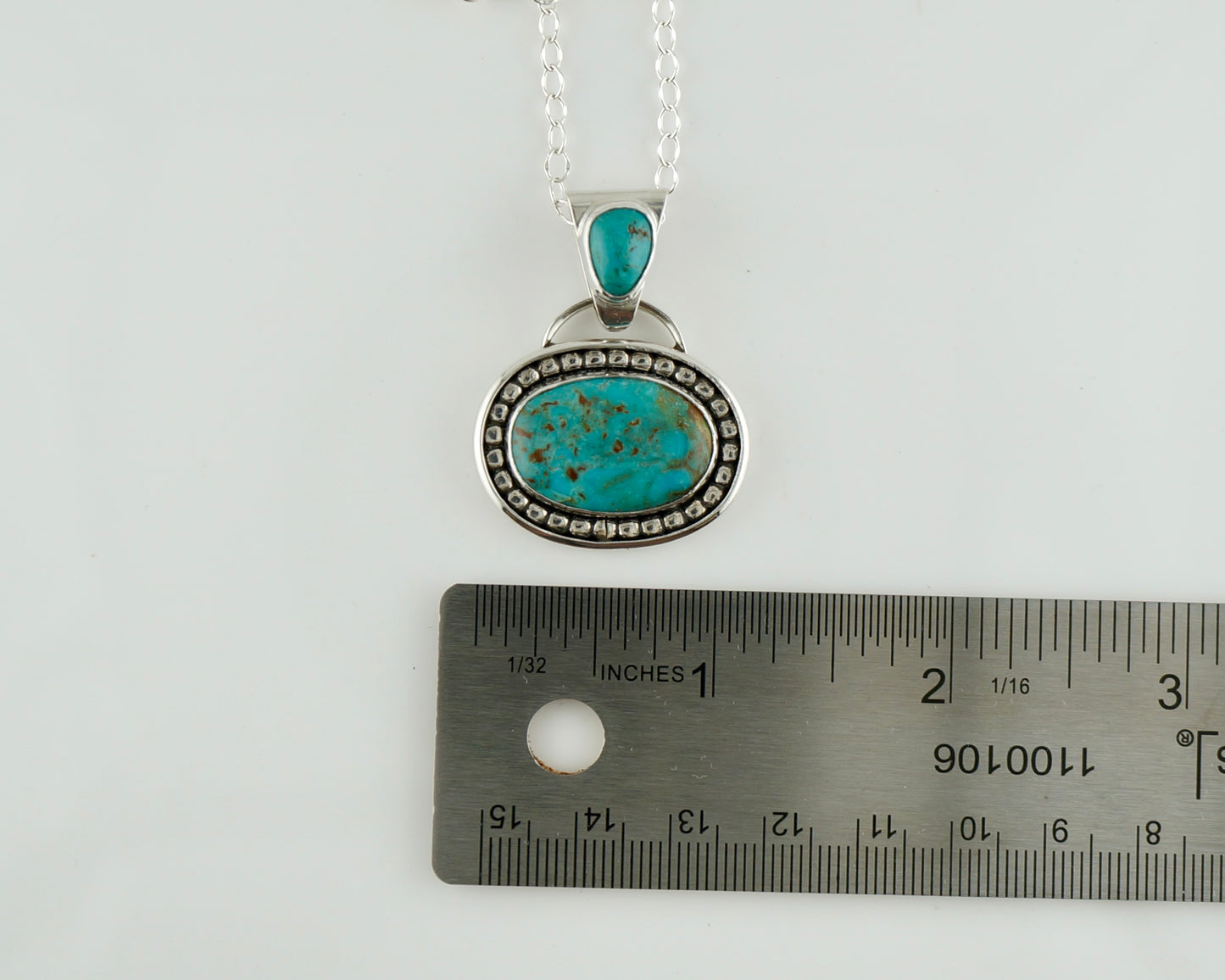 Handcrafted Genuine Turquoise Sterling Silver Necklace, OOAK Western Pendant, Artisan Silversmith Jewelry