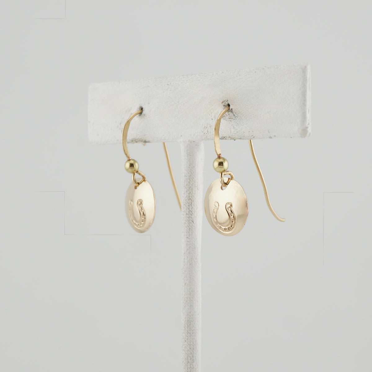 Handcrafted 14k Gold-Filled Horseshoe Dangle Earrings, One-of-a-Kind Western Jewelry