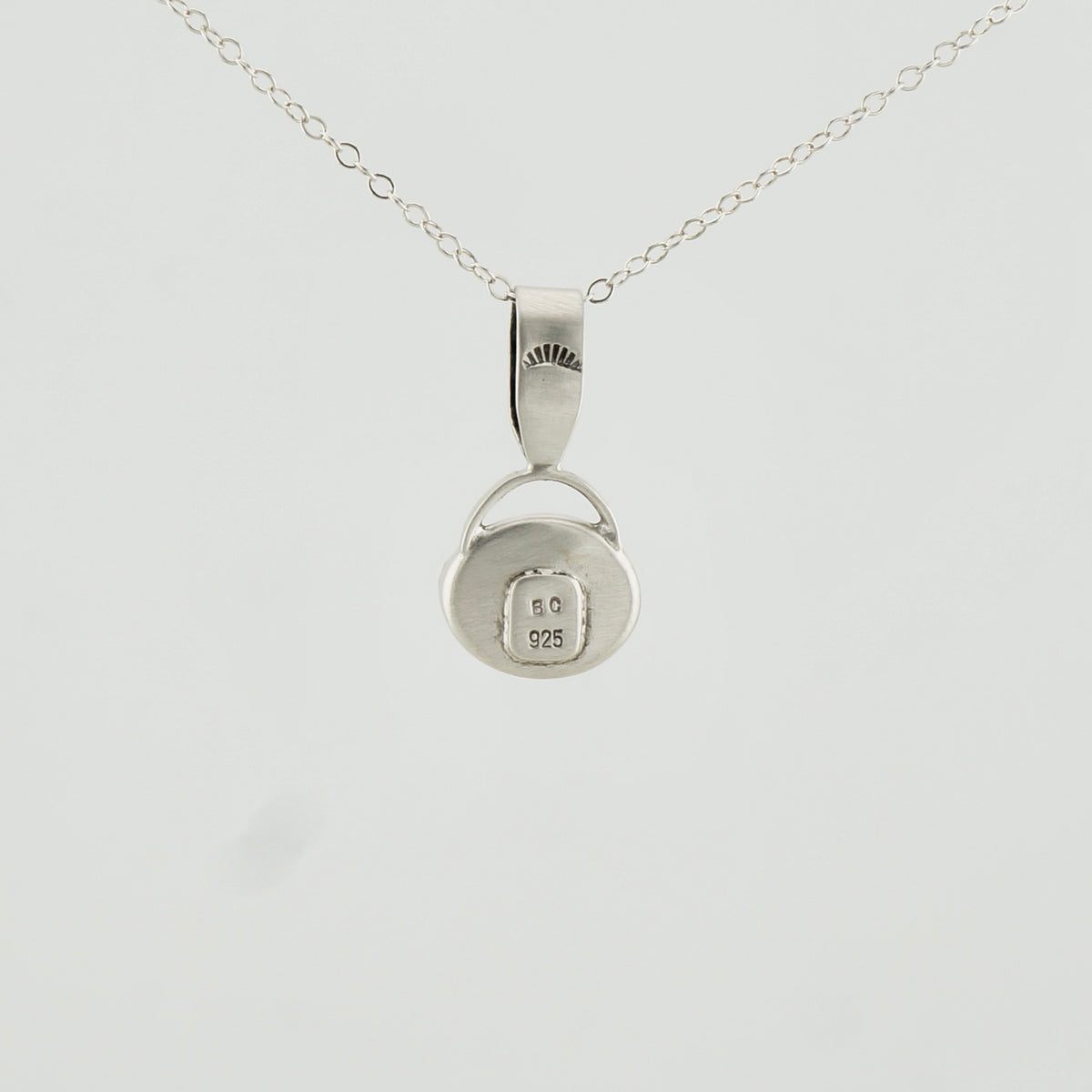 One of a Kind Turquoise Necklace in Sterling Silver, Handcrafted Artisan Pendant, 18 Inch Chain