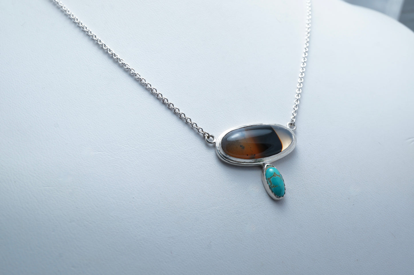 Montana Agate and Turquoise set in Sterling Silver