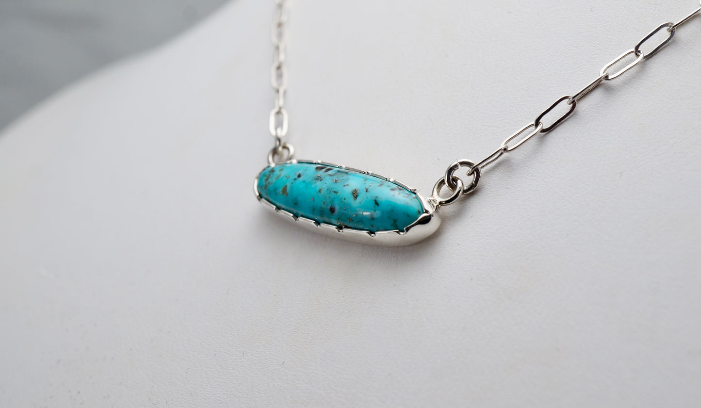 Authentic Turquoise Necklace Set in Sterling Silver