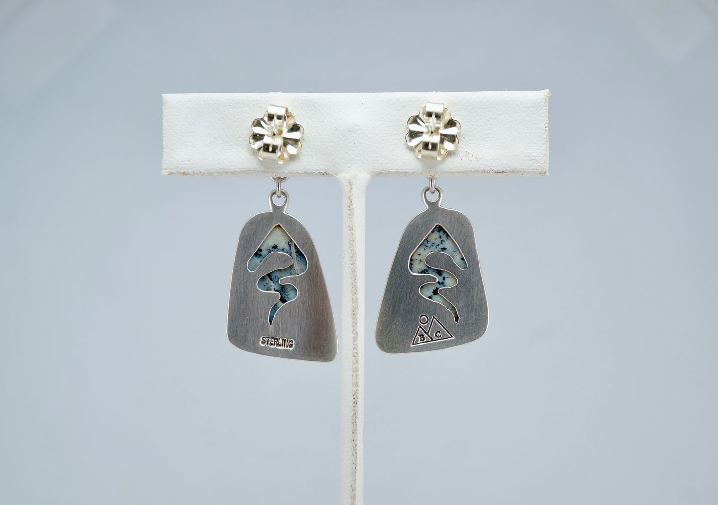 Dendritic Agate - Aquamarine Gemstone Earrings