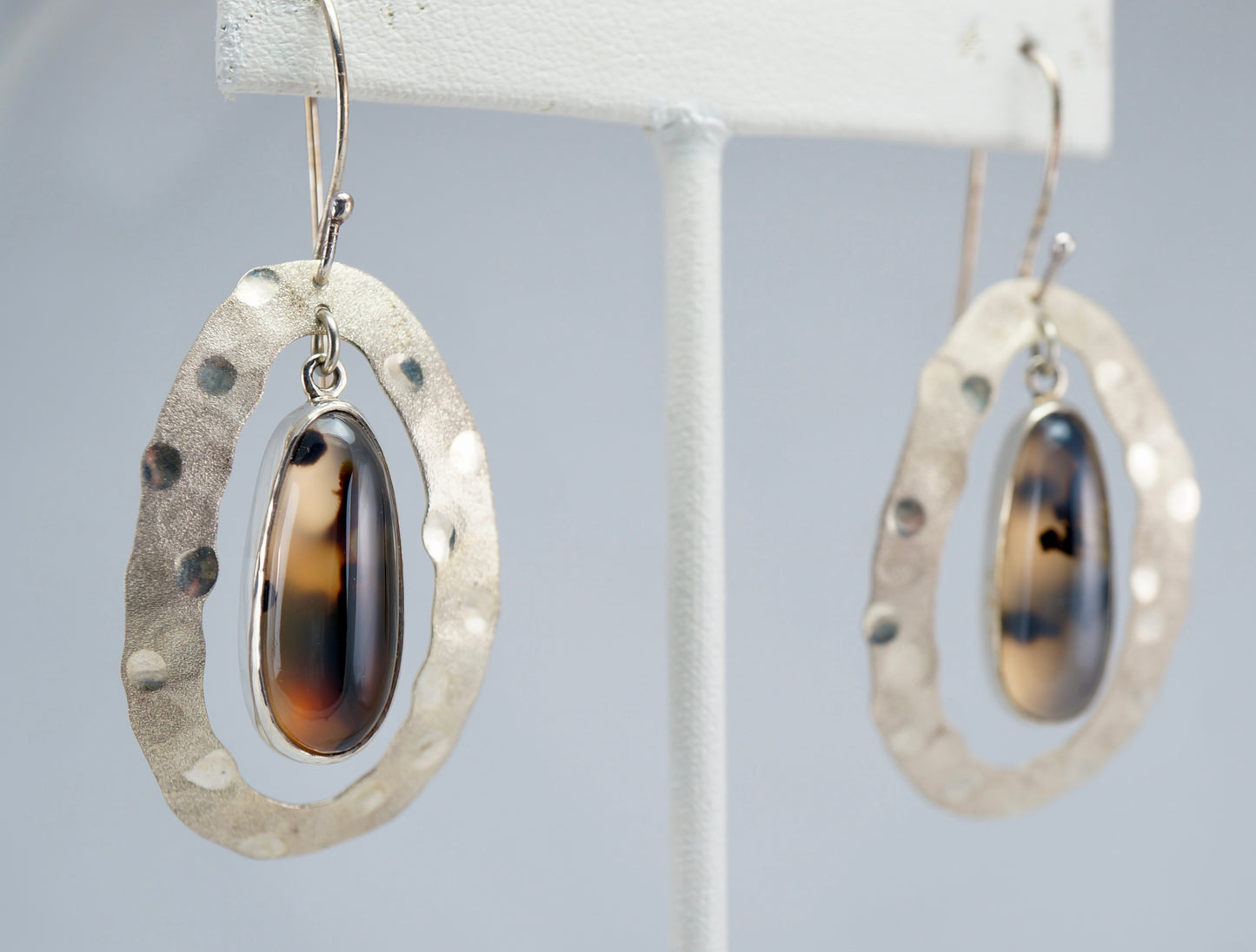 Montana Agate Earrings set in Sterling Silver Frame