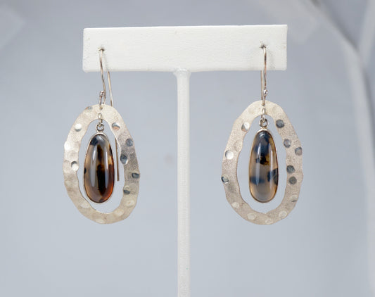 Montana Agate Earrings set in Sterling Silver Frame
