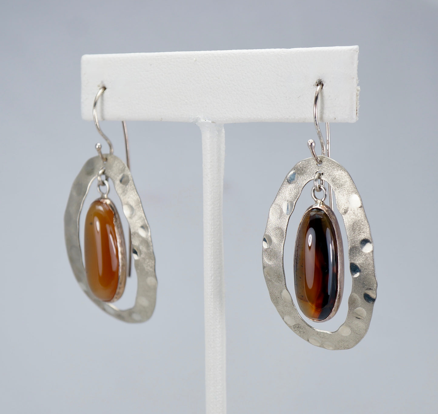 Montana Agate Earrings - Sterling Silver Frame