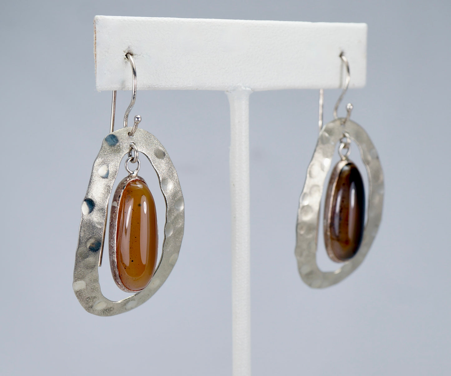 Montana Agate Earrings - Sterling Silver Frame