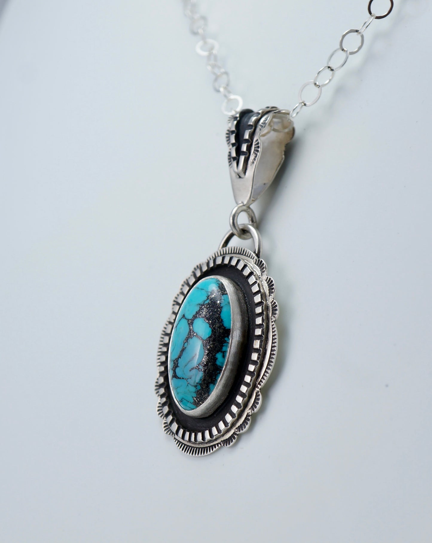 Genuine Turquoise Pendant and Necklace