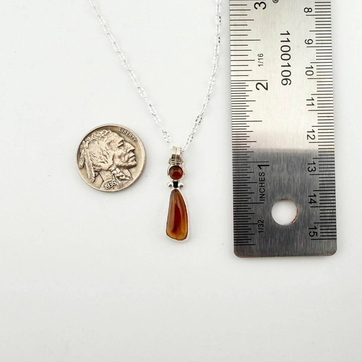Two Stone Montana Agate Necklace in Sterling Silver and Copper, One of a Kind Western Jewelry