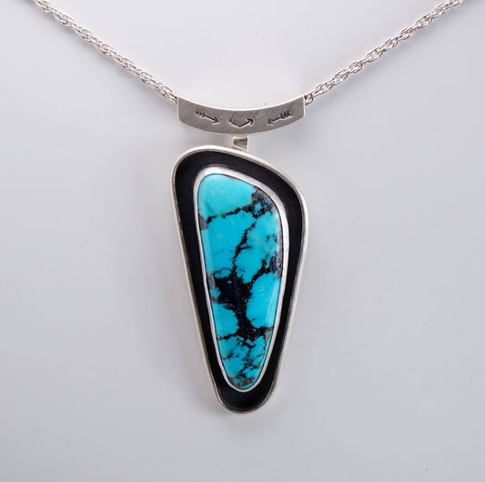 One-of-a-Kind Turquoise Pendant – Sterling Silver with Dark Patina