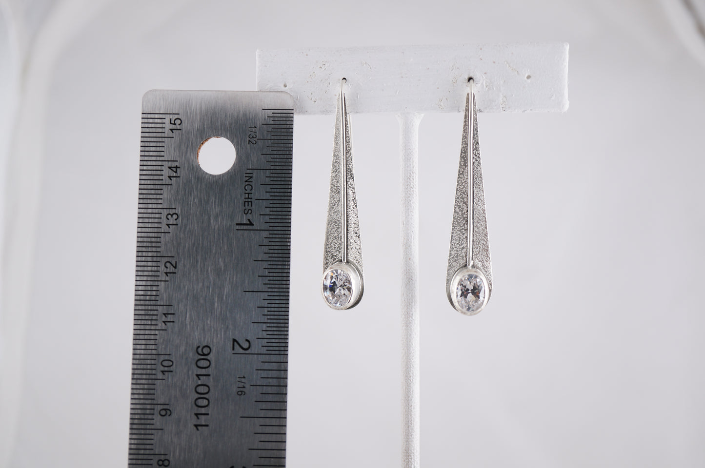 Teardrop Gemstone Earrings | White CZ & Sterling Silver | Handcrafted Statement Jewelry