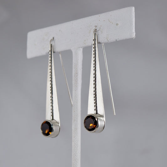 Teardrop Gemstone Earrings | Whiskey CZ & Sterling Silver | Handcrafted Statement Jewelry