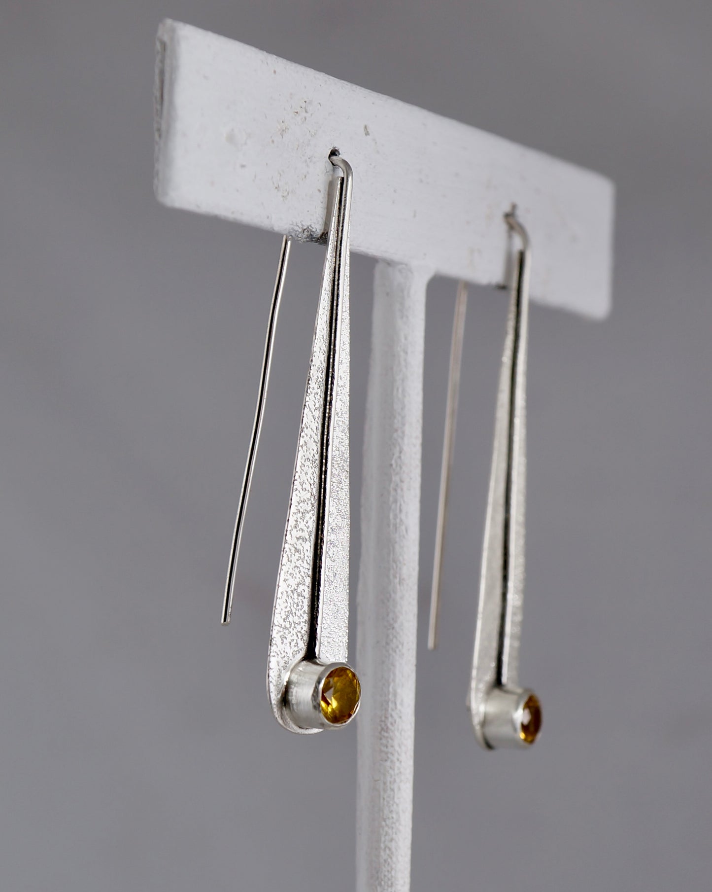 Teardrop Gemstone Earrings | Yellow CZ & Sterling Silver | Handcrafted Statement Jewelry