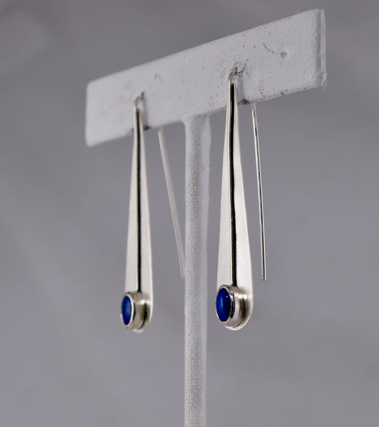 Teardrop Gemstone Earrings | Lapis & Sterling Silver | Handcrafted Statement Jewelry