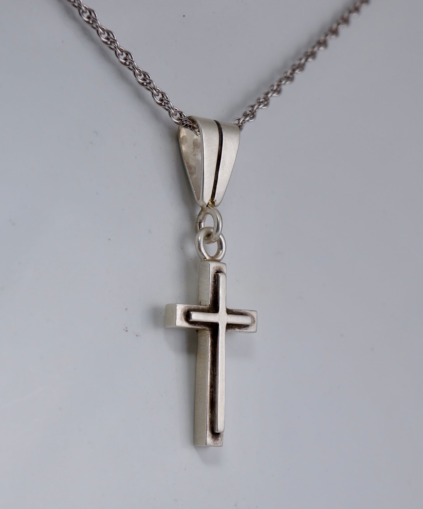 Cross on Cross - Sterling Silver