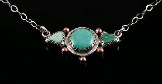 Turquoise Pendant | Sterling Silver & Copper | One-of-a-Kind Handcrafted Necklace | 18” Chain Included