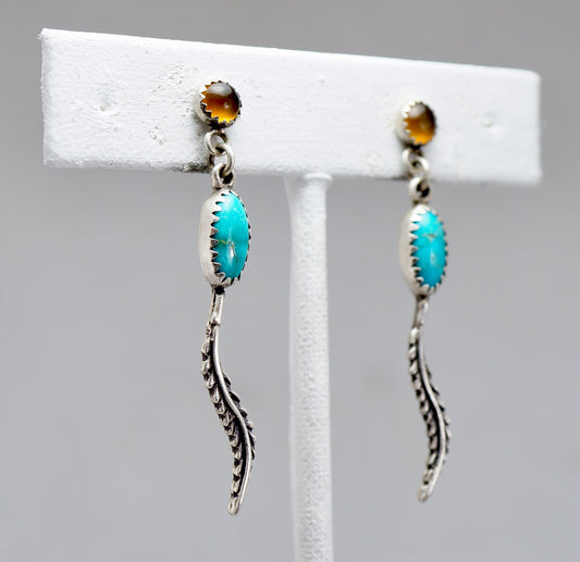 Turquoise and Montana Agate Dangle Earrings