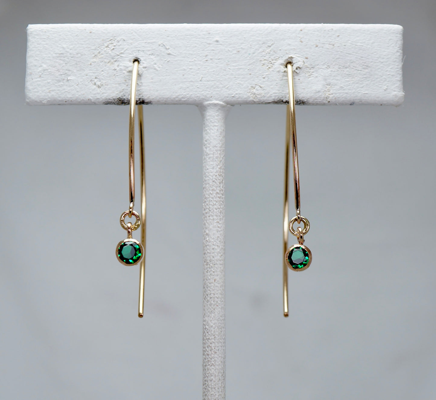 Marquise Gold-Filled Earrings with Emerald Doublets – Handcrafted Minimalist Elegance