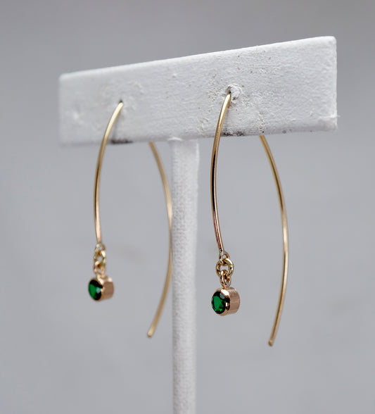 Marquise Gold-Filled Earrings with Emerald Doublets – Handcrafted Minimalist Elegance